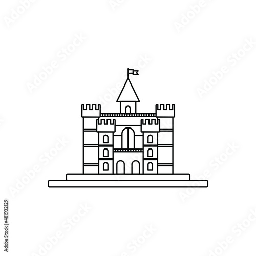 witchcraft and wizardry Hogwarts castle line art logo design