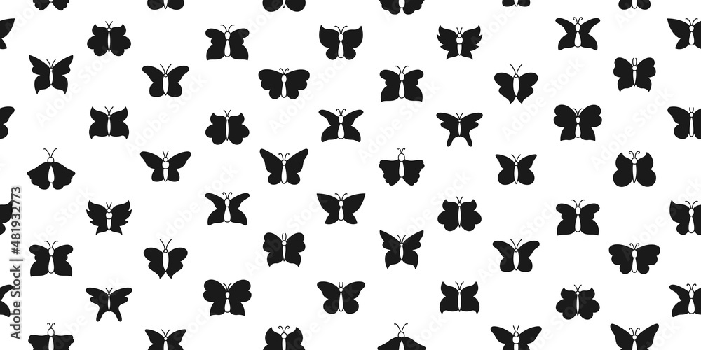 Butterfly simple seamless pattern. Elegant trend modern butterflies, moths textile wrapper. Abstract stylized tropical insect wings. Wildlife childrens wrapper, decorative design endless print vector
