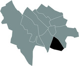 Black flat blank highlighted location map of the ZUID QUARTER inside gray administrative map of Utrecht, Netherlands