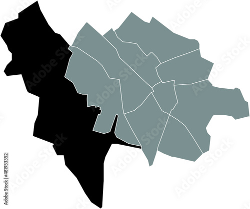 Black flat blank highlighted location map of the VLEUTEN-DE MEERN QUARTER inside gray administrative map of Utrecht, Netherlands