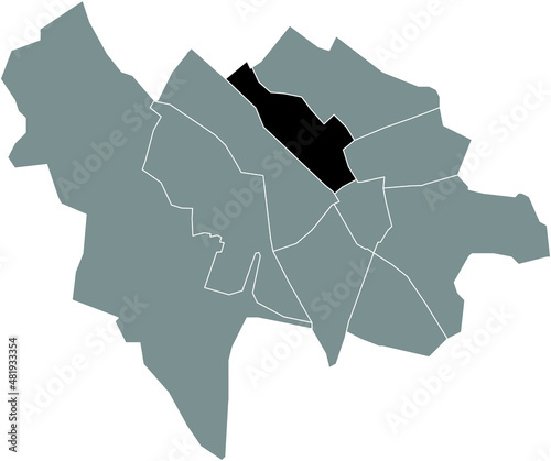 Black flat blank highlighted location map of the NOORDWEST QUARTER inside gray administrative map of Utrecht, Netherlands