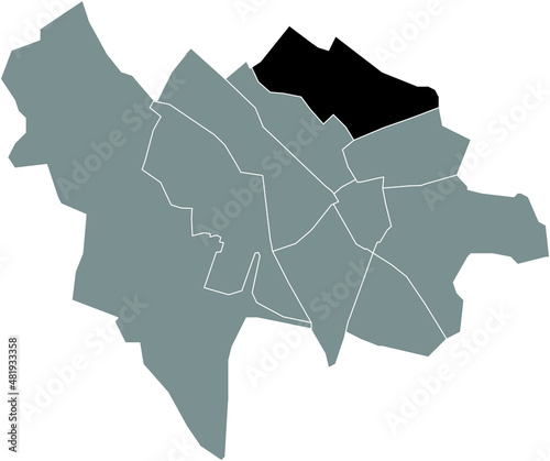 Black flat blank highlighted location map of the OVERVECHT QUARTER inside gray administrative map of Utrecht, Netherlands