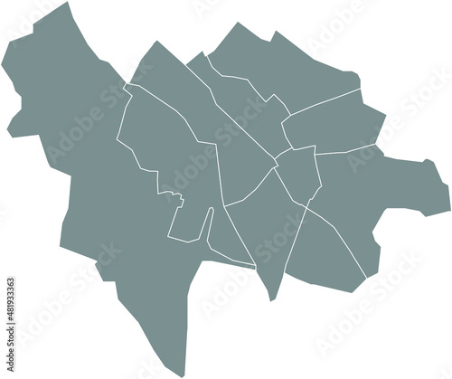 Gray flat blank vector administrative map of UTRECHT, NETHERLANDS with black border lines of its quarters