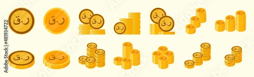 Qatari Riyal Coin Icon Set