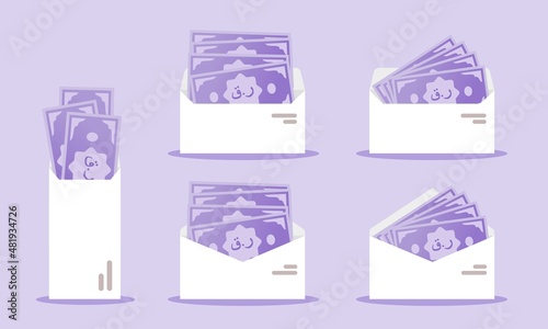 Qatari Riyal Money in Envelope