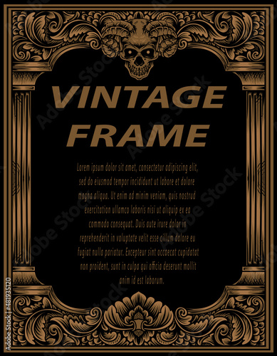 Vintage frames in baroque antique style. engraving retro frames ornament.