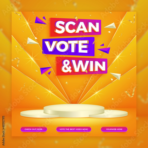 Social media invitation contest square banner template
