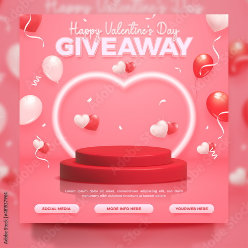 Valentine's day giveaway social media banner template
