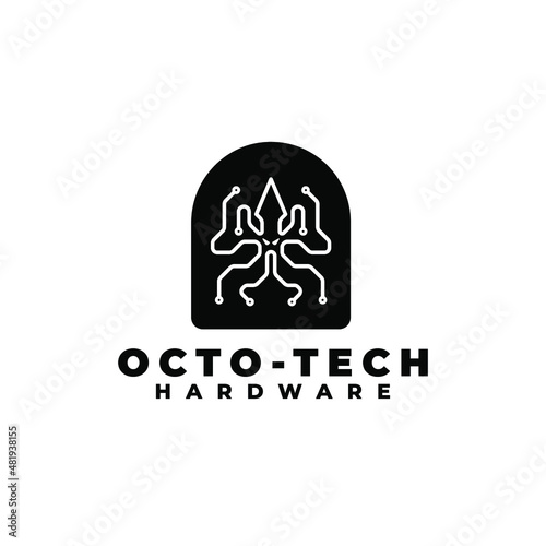 octopus or squid technology logo. Vector illustration