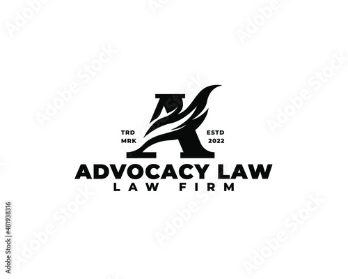 Letter A fire feather law logo concept vector illustration