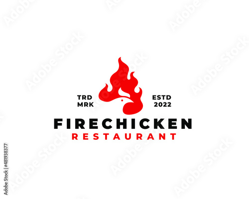 burning fire chicken restaurant logo concept. Vector illustration