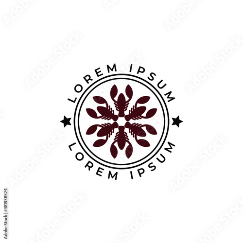 six lobsters on a plate logo concept. Vector illustration