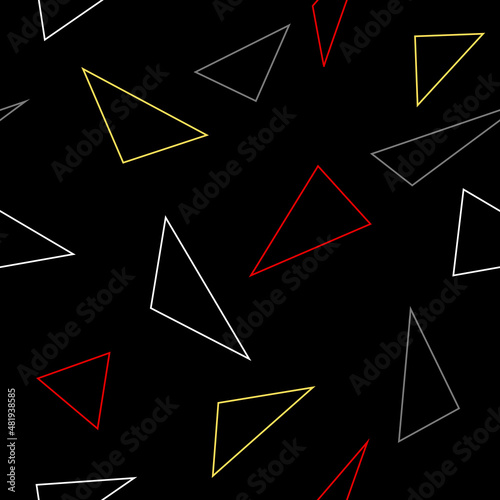 color triangles. simple geometric shapes. vector seamless pattern. dark repetitive background. fabric swatch. wrapping paper. continuous print. design template for textile, home decor