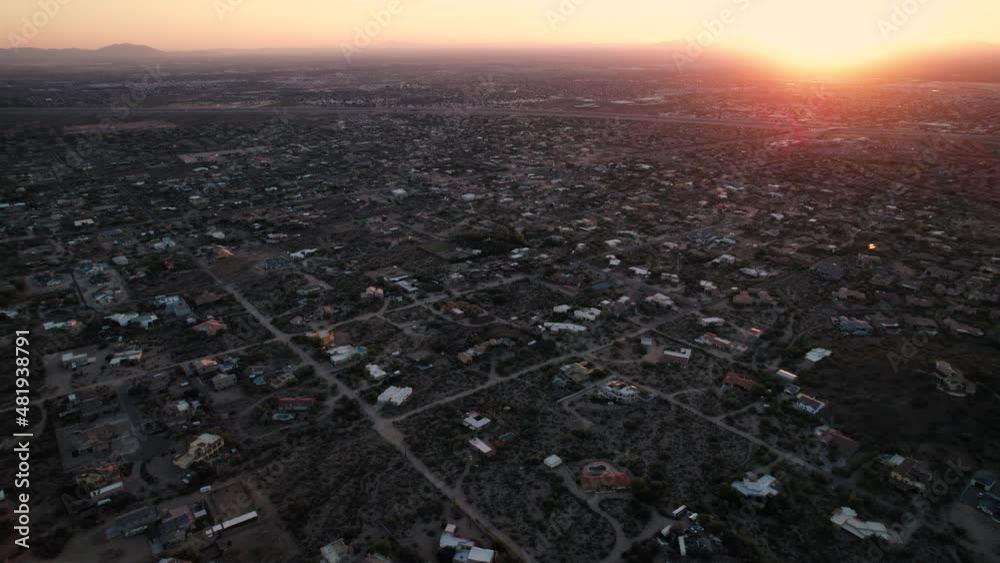 Bright Sunset Aerial View of Mesa Arizona Suburban Houses