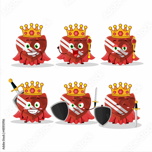 A Charismatic King red love gift box cartoon character wearing a gold crown