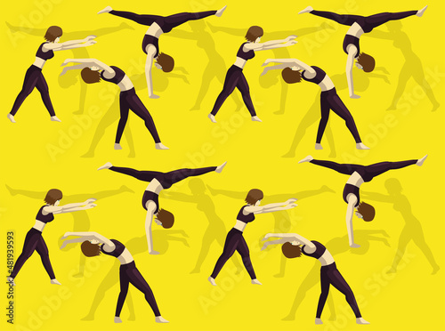 Gymnastic Moves Front Walkover Seamless Wallpaper Background