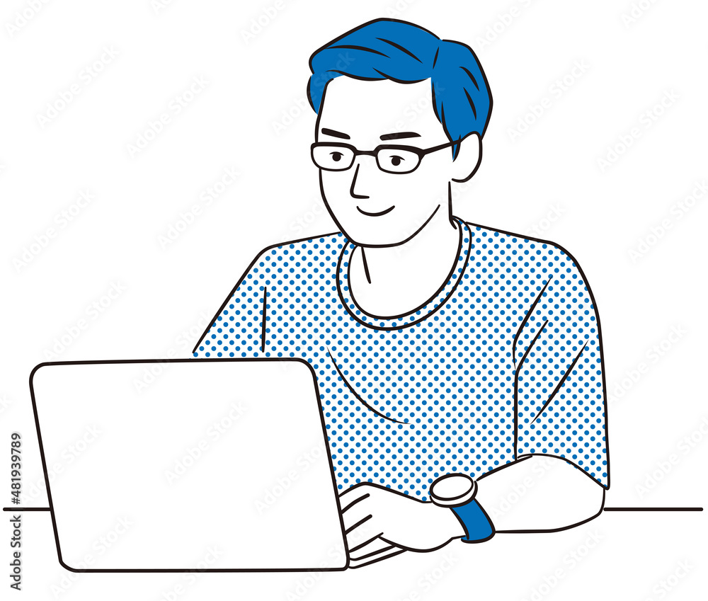 Vector illustration of a man operating a personal computer Vector illustration of a man operating a personal computer