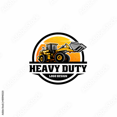tractor - backhoe loader logo with emblem style