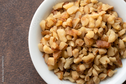 Chopped Walnuts in a Bowl