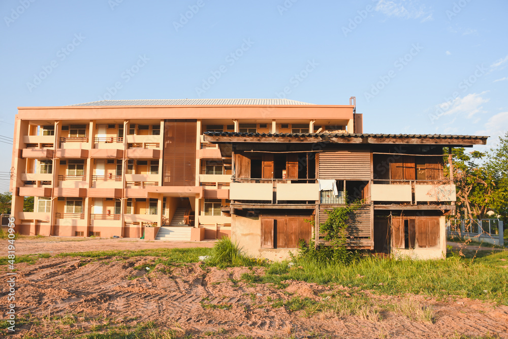 two storey old wooden house