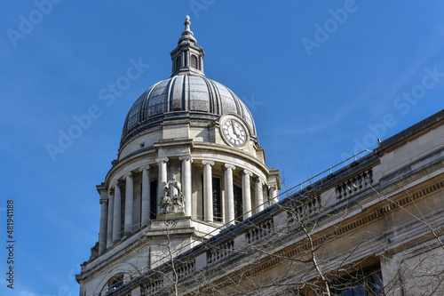 Nottingham, England - January 17, 2022: View of the dome of Nottingham City Council House located in the heart of Nottingham city in the East Midlands, England.