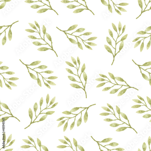 Watercolor leaf seamless pattern