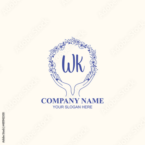 WK initial hand drawn wedding monogram logos