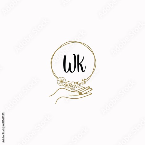 WK initial hand drawn wedding monogram logos