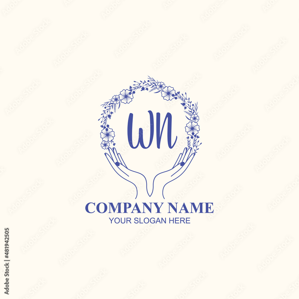 WN initial hand drawn wedding monogram logos WN initial hand drawn wedding monogram logos