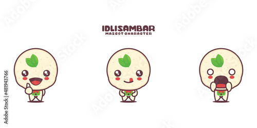 vector idli sambar mascot cartoon, traditional indian food illustration, with different expressions