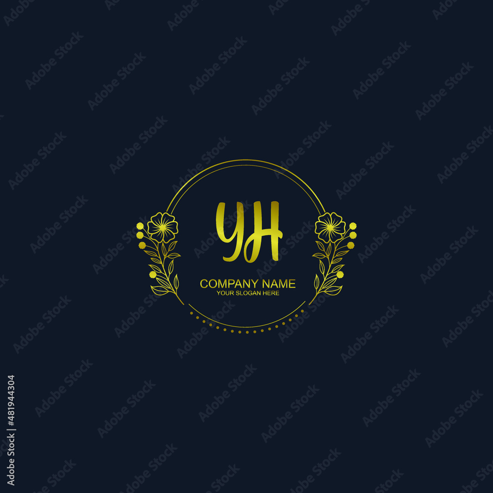 YH initial hand drawn wedding monogram logos YH initial hand drawn wedding monogram logos