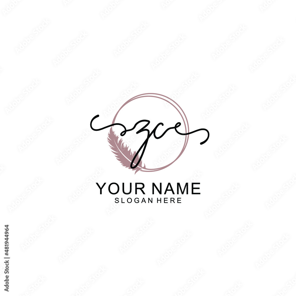 Initial ZC beauty monogram and elegant logo design handwriting logo of initial signature Initial ZC beauty monogram and elegant logo design handwriting logo of initial signature