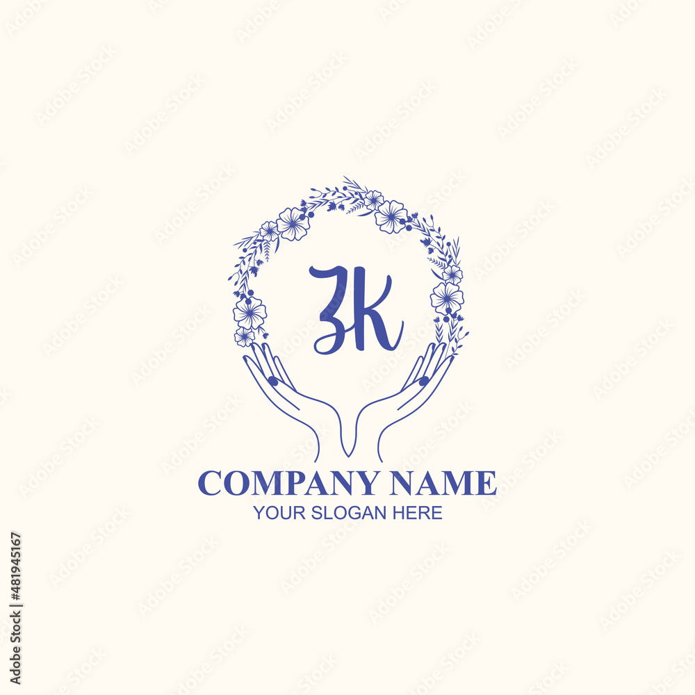 ZK initial hand drawn wedding monogram logos ZK initial hand drawn wedding monogram logos