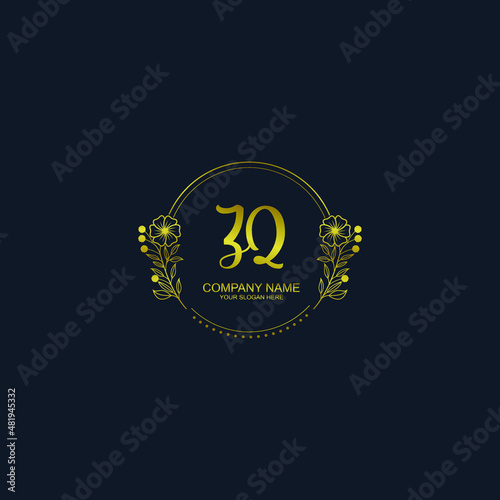 ZQ initial hand drawn wedding monogram logos