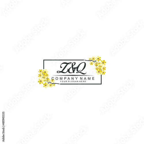 ZQ Initial handwriting logo vector. Hand lettering for designs
