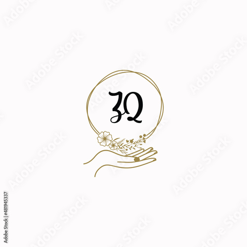 ZQ initial hand drawn wedding monogram logos