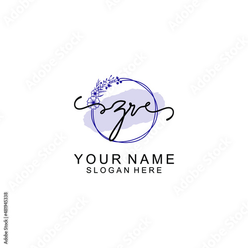 Initial ZR beauty monogram and elegant logo design  handwriting logo of initial signature