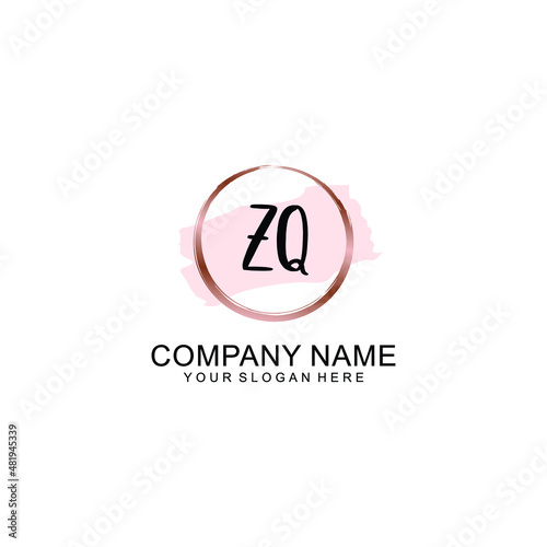 ZQ Initial handwriting logo vector. Hand lettering for designs