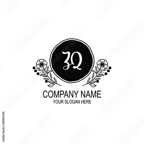 ZQ initial hand drawn wedding monogram logos