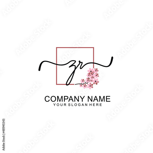 Initial ZR beauty monogram and elegant logo design  handwriting logo of initial signature