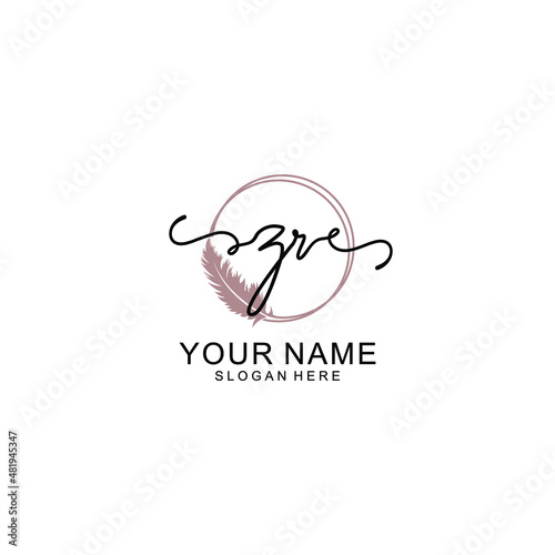 Initial ZR beauty monogram and elegant logo design  handwriting logo of initial signature