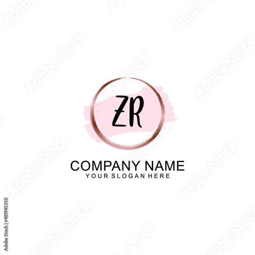 ZR Initial handwriting logo vector. Hand lettering for designs
