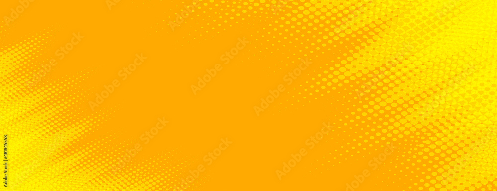 bright yellow banner with halftone effect