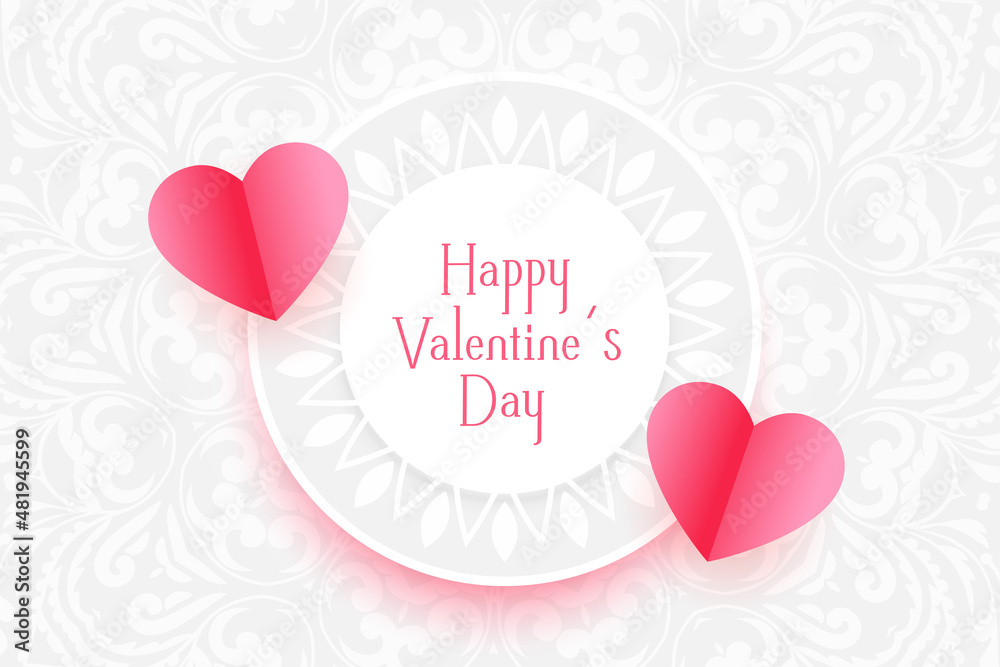 valentines day greeting with paper style hearts background