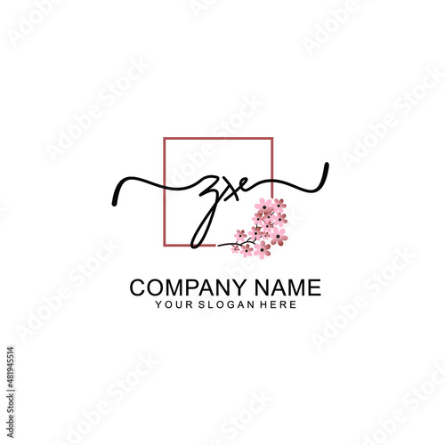 Initial ZX beauty monogram and elegant logo design  handwriting logo of initial signature