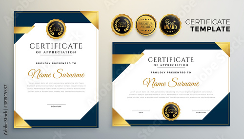 modern certificate template set with geometric shapes