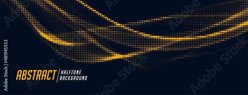 abstract sports banner with wavy yellow halftone effect