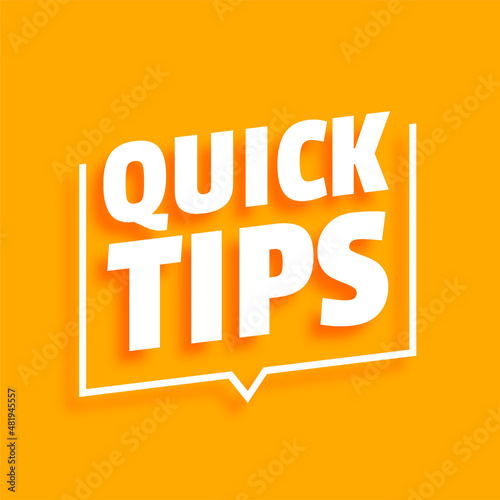 Quick helpful tips advice on colored background