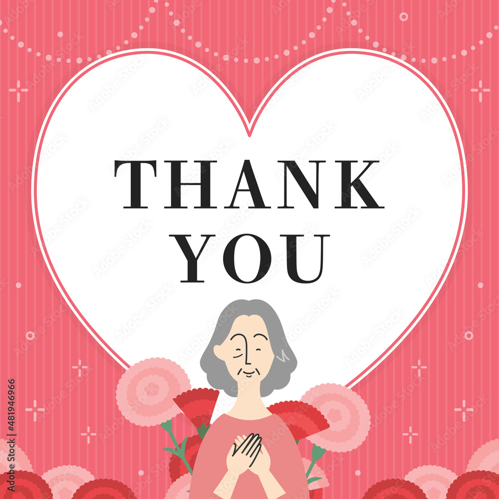 母の日 thank you カード テンプレート(ピンク/正方形) 母の日 thank you カード テンプレート(ピンク/正方形)