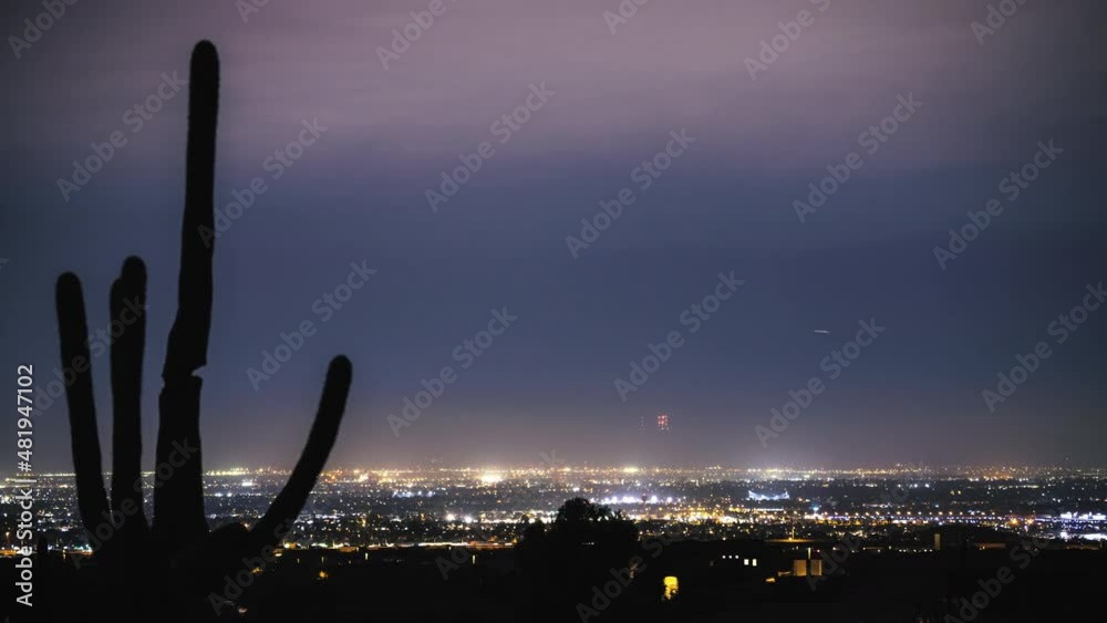 Night Air Traffic Time Lapse Over Phoenix and Mesa Arizona with Airplanes Over City